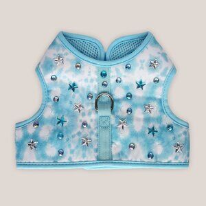 I Love You Dog Harness in Cloud Light Blue Mesh Pet Vest Bedazzled Sequins